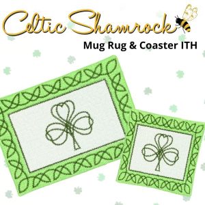 Celtic Shamrock Mug Rug & Coaster In the Hoop