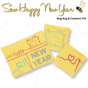 Sew Happy New Year Mug Rug & Coaster Set